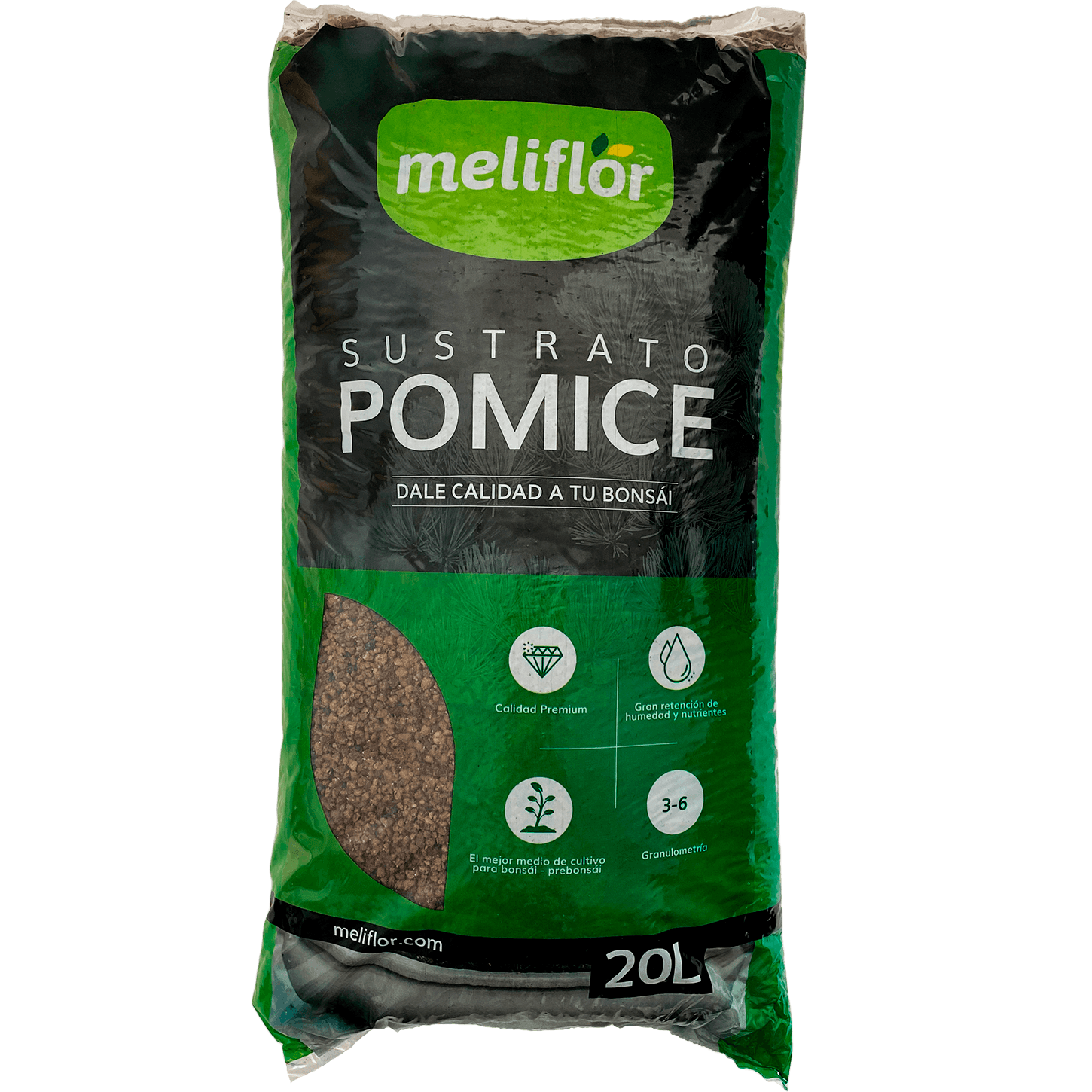 Sustrato Meliflor para Bonsai Pomice (3-6mm) 20L