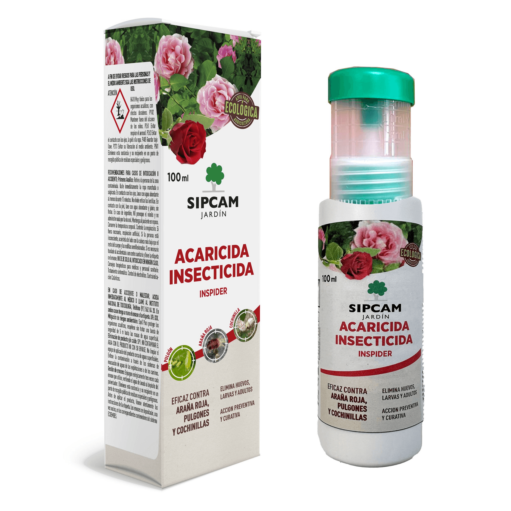 Sipcam Jardín Inspider (Acaricida Insecticida Concentrado) (Aceite de Colza+Piretrinas) 100ml